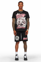 Austell Black T-Shirt/Short Set