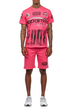 Amos Fuschia/Black Graphic T-Shirt Short Set