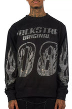 Jahlil Black/Silver Rhinestone Crewneck Sweatshirt