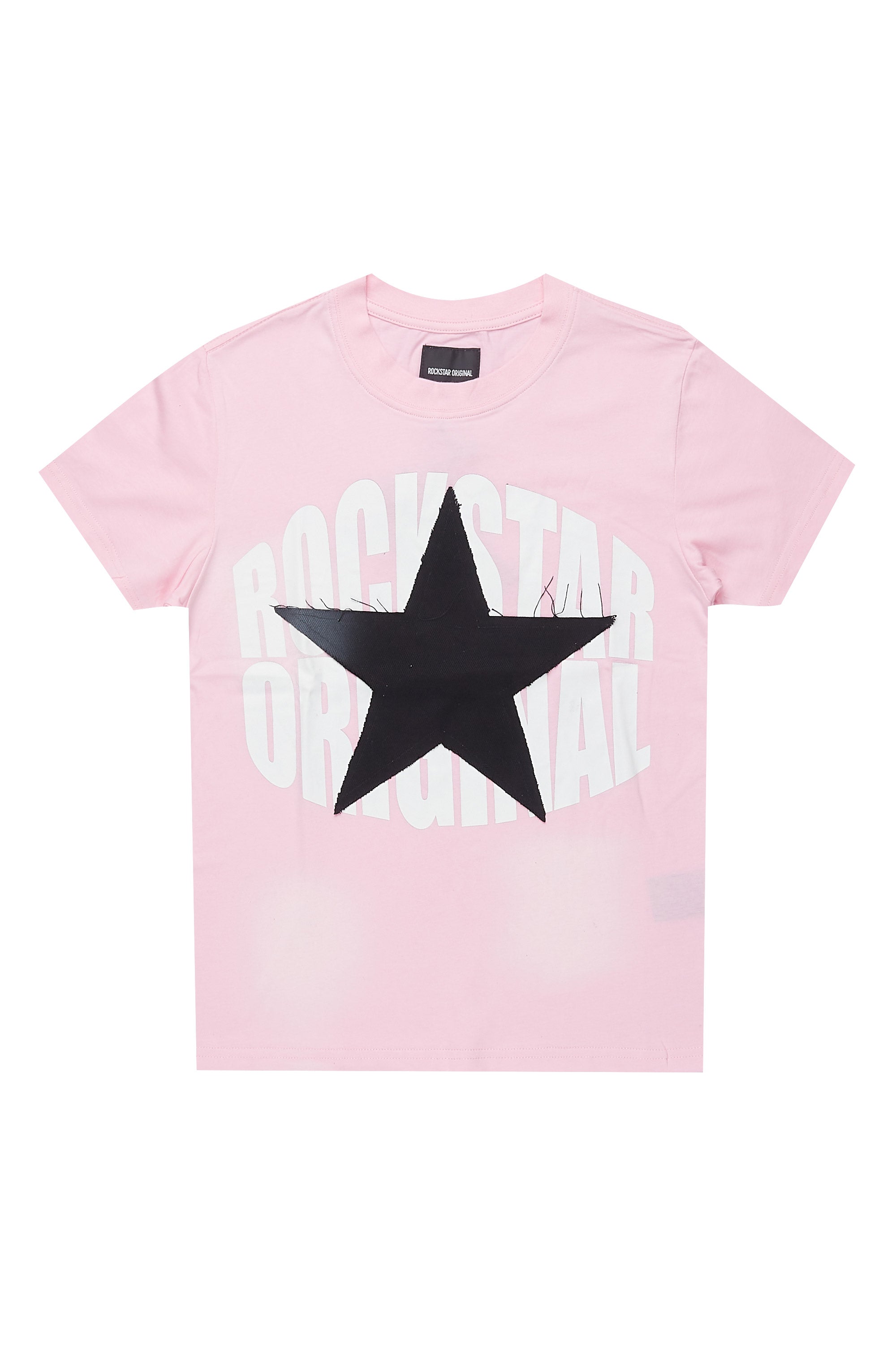 Girls Khaly Pink/Black Graphic T-Shirt With Patch