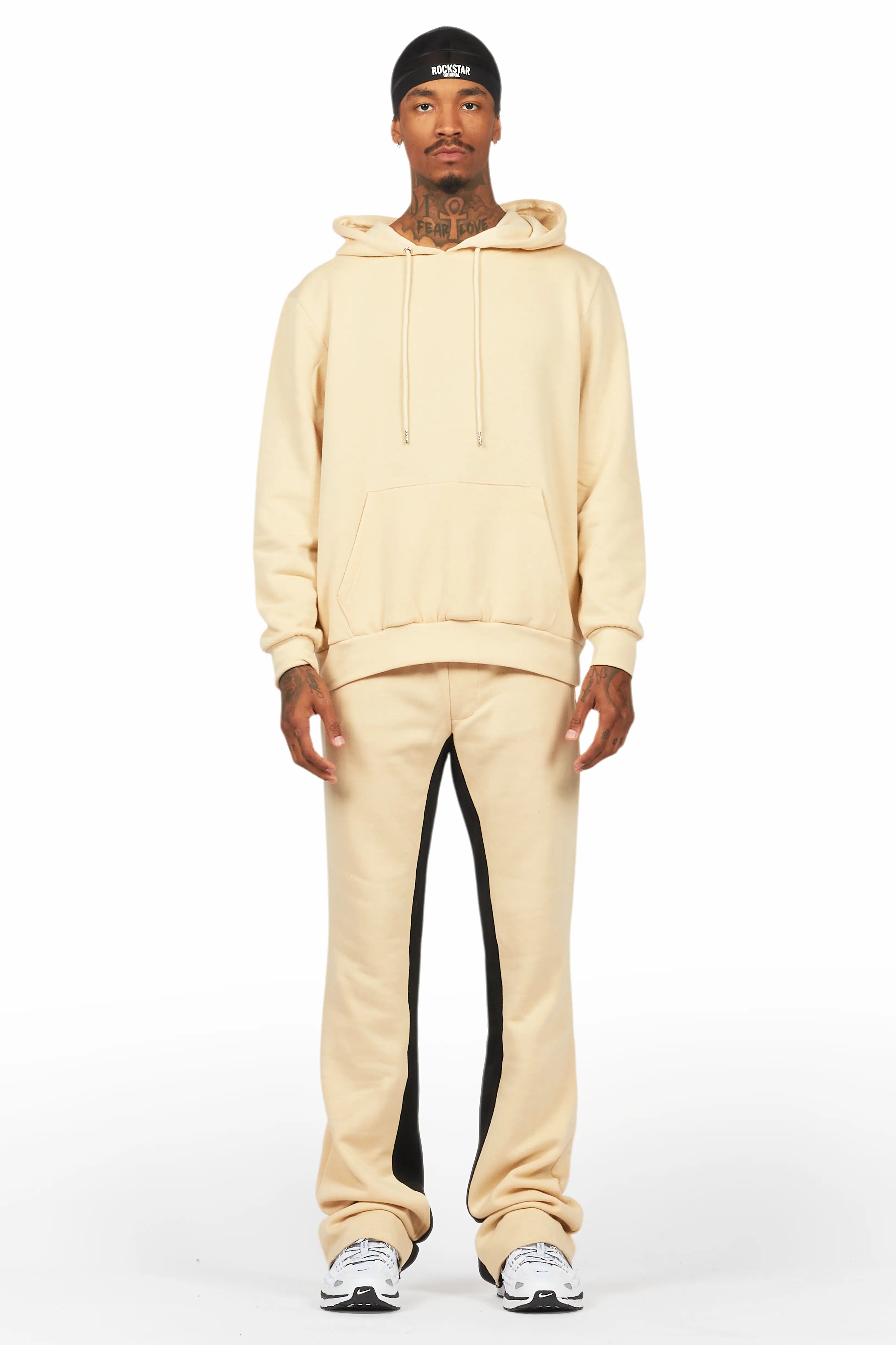 Basic Beige Hoodie/Baggy Track Pant Set