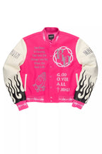 Yalanda Hot Pink Oversized Varsity Jacket