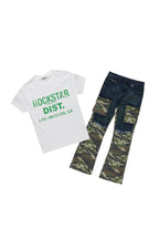 Boys Koen White T-Shirt/Stacked Flare Jean Set