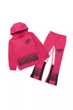 Boys Bubble Fuchsia/Black Stacked Flare Track Set