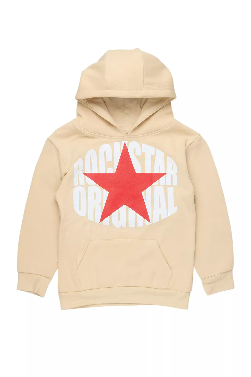 Boys Ezra Beige/Red Graphic Hoodie