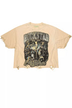 Waller Beige/Blue Boxy Crop T-Shirt