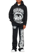 Boys Keve Black Knitted Mohair Flare Sweat Pant