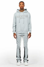 Sana Heather Grey Hoodie/Stacked Flare Track Pant Set