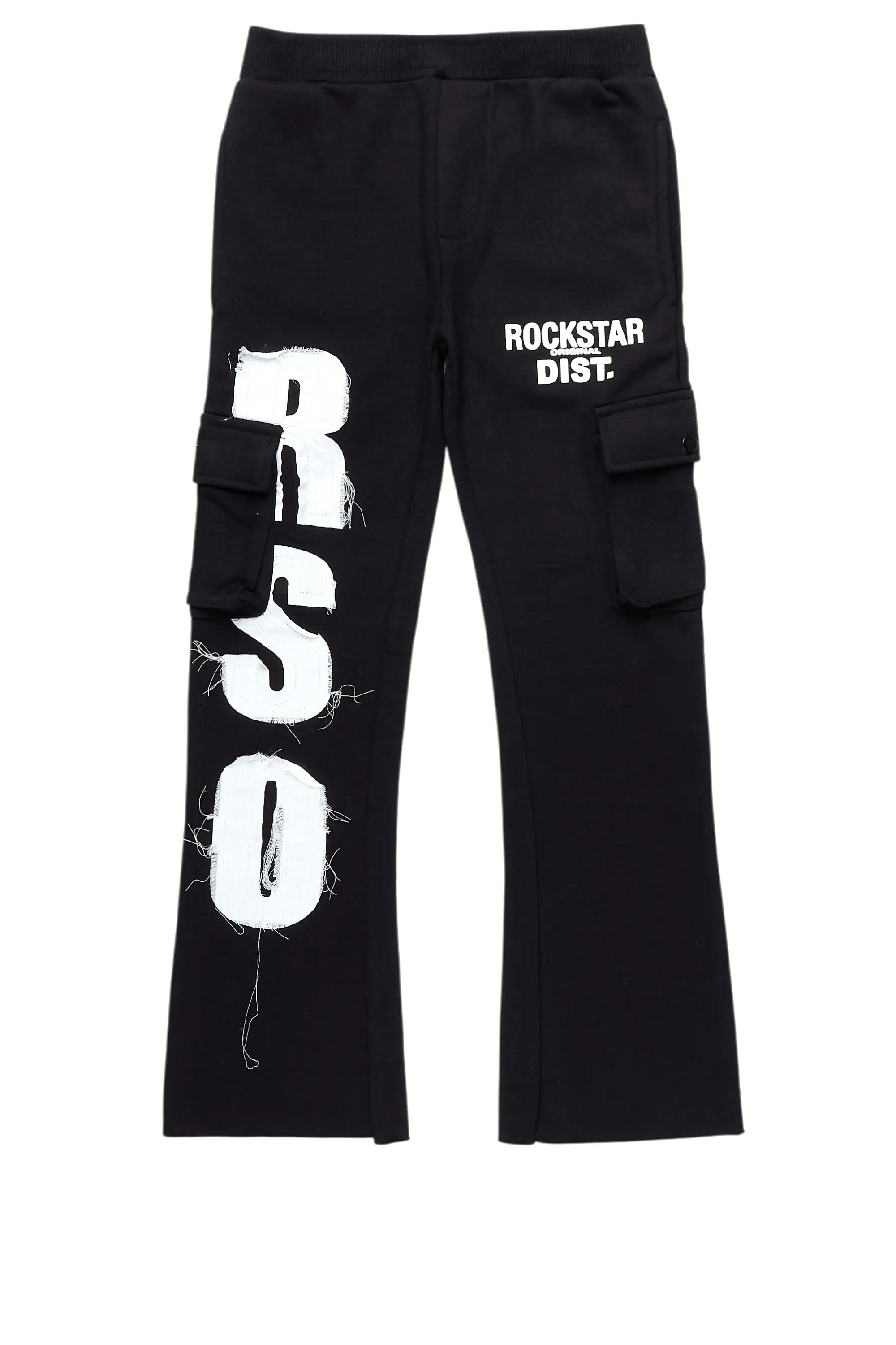 Boys Admir Black Stacked Flare Pant