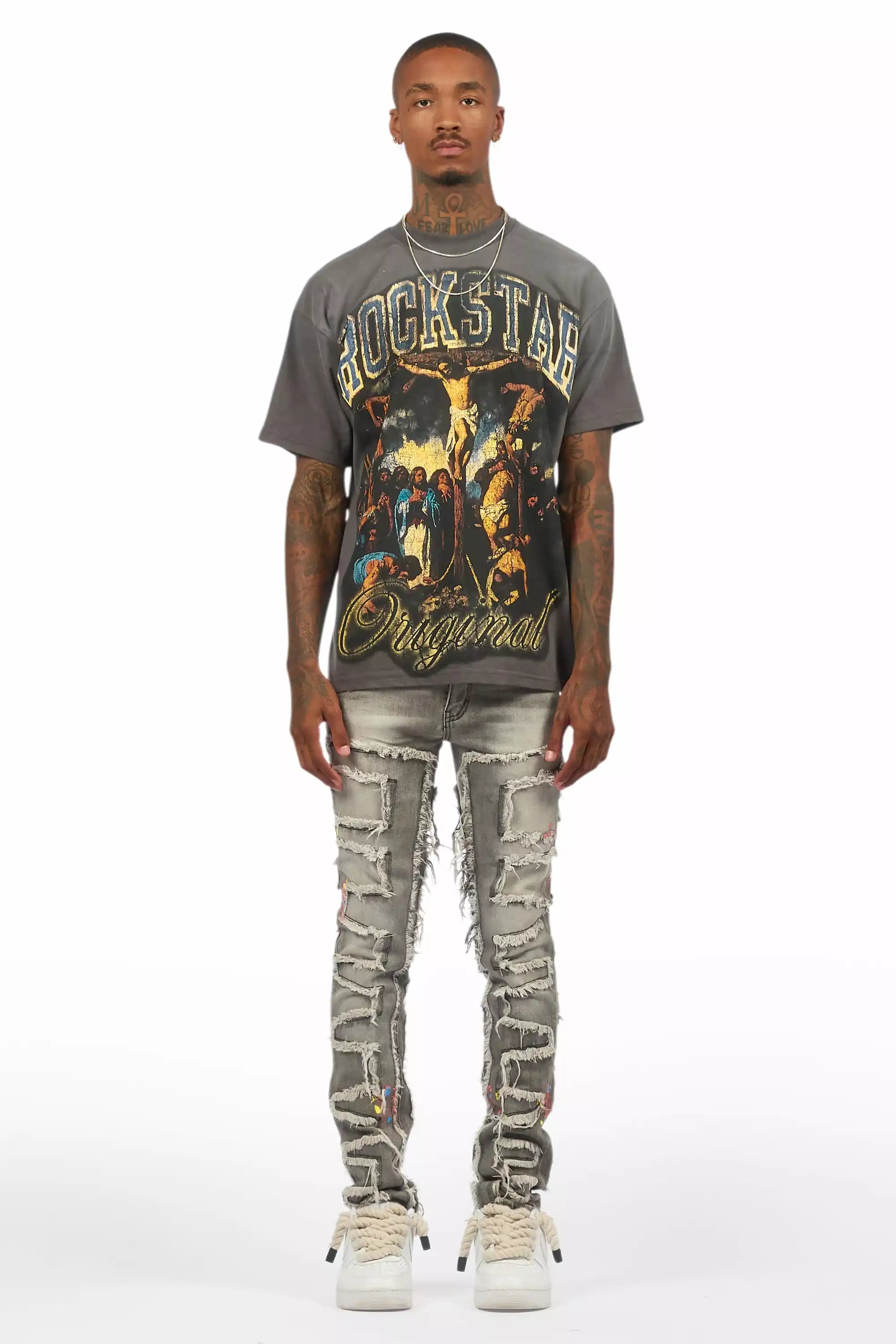 Waller Vintage Grey T-Shirt/Slim Jean Bundle