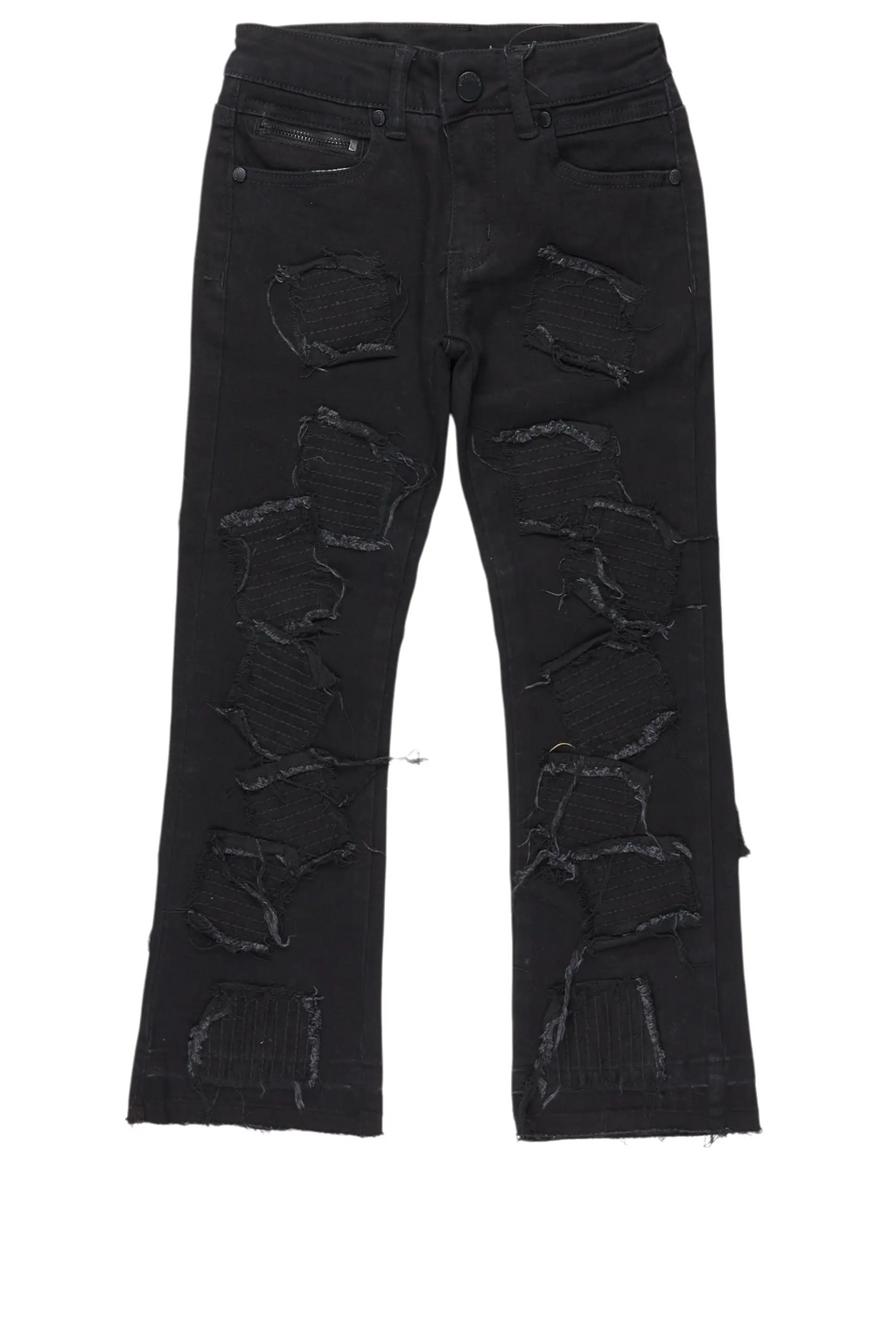 Boys Gawel Jet Black Stacked Flare Jean