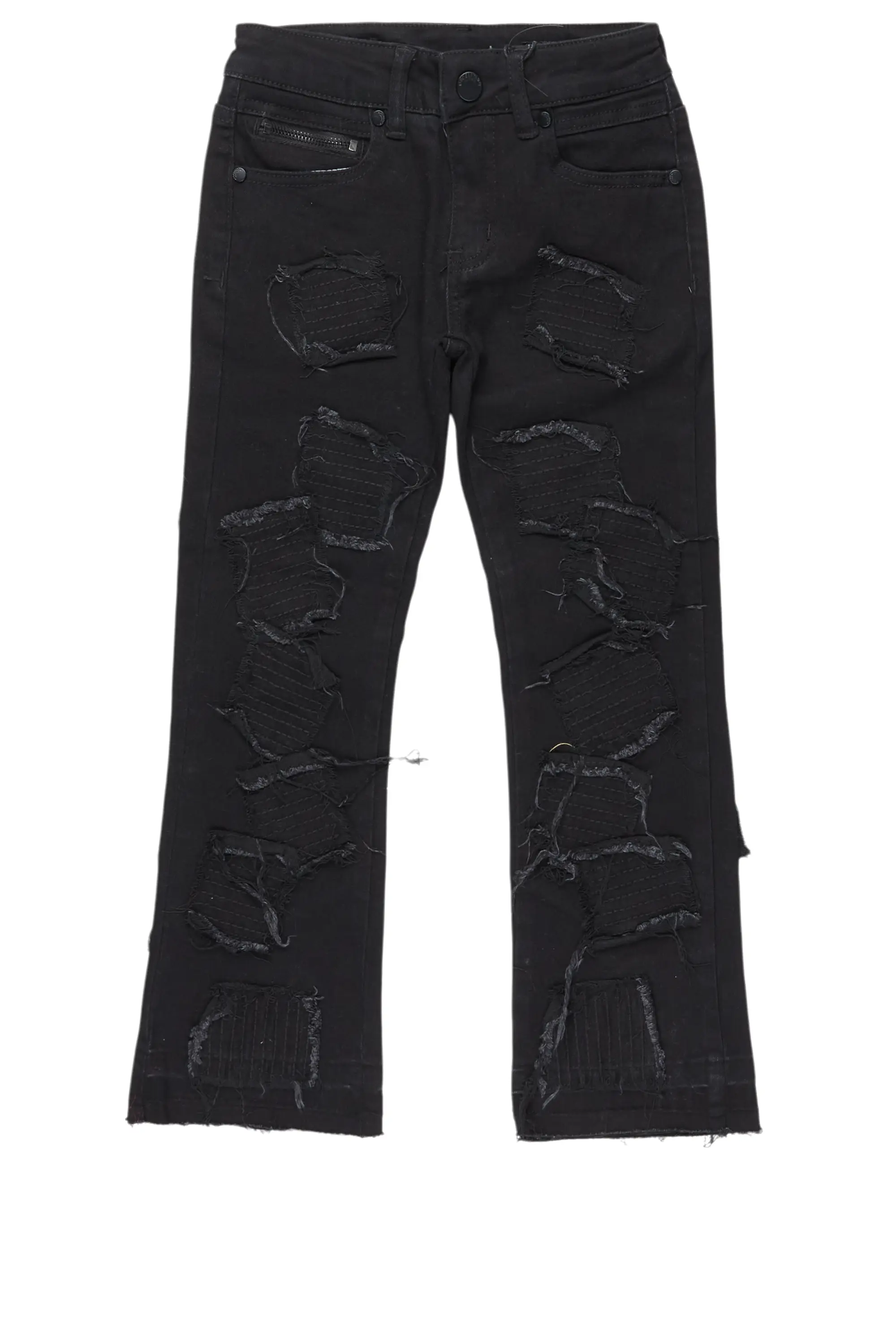 Boys Gawel Jet Black Stacked Flare Jean