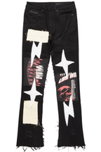 Vinson Black  Patchwork Stacked Flare Jean