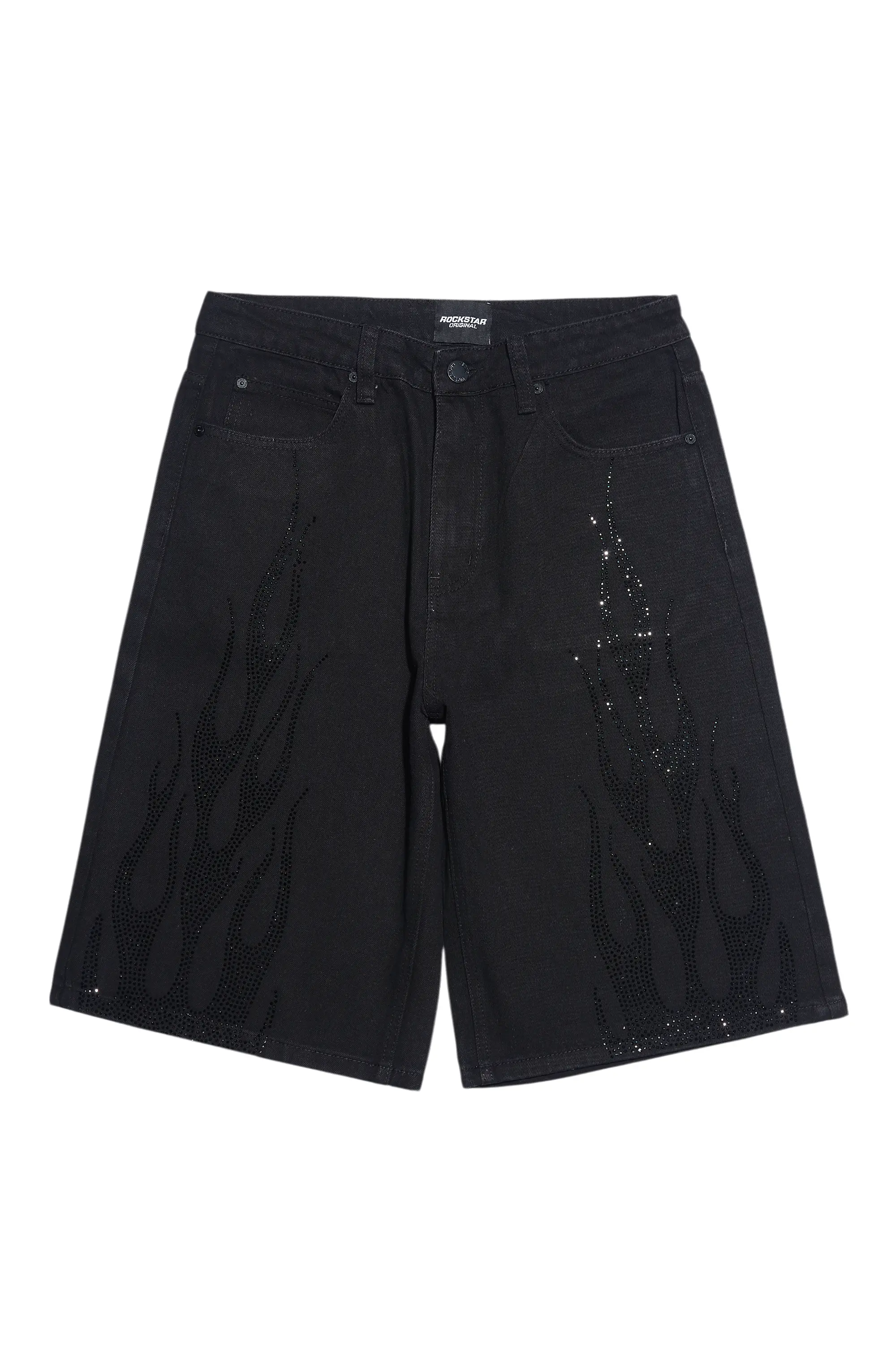 Amasa Black Rhinestone Jort