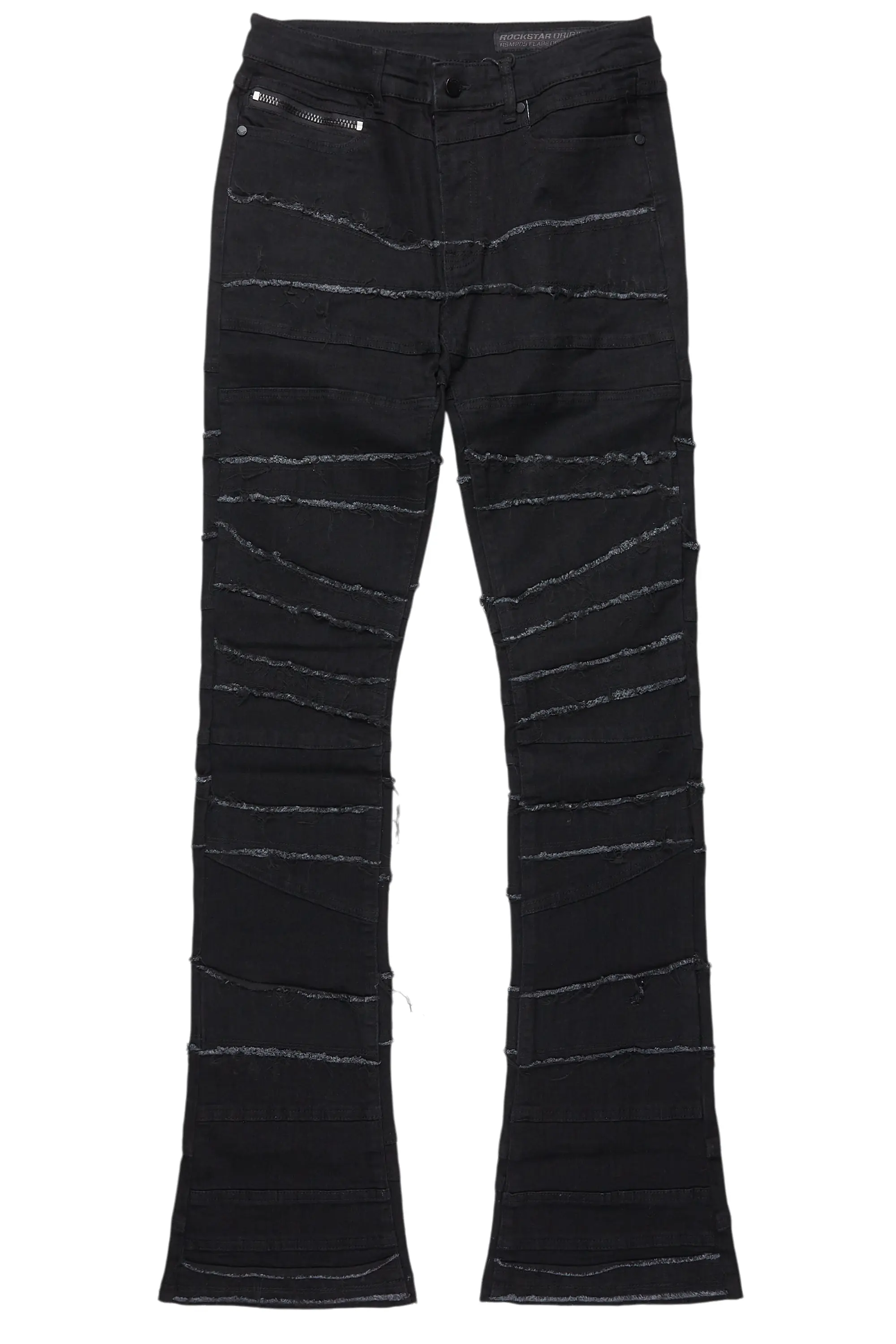 Franko Jet Black Stacked Flare Jean