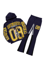 Fields Navy Stacked Flare Hoodie Track Set