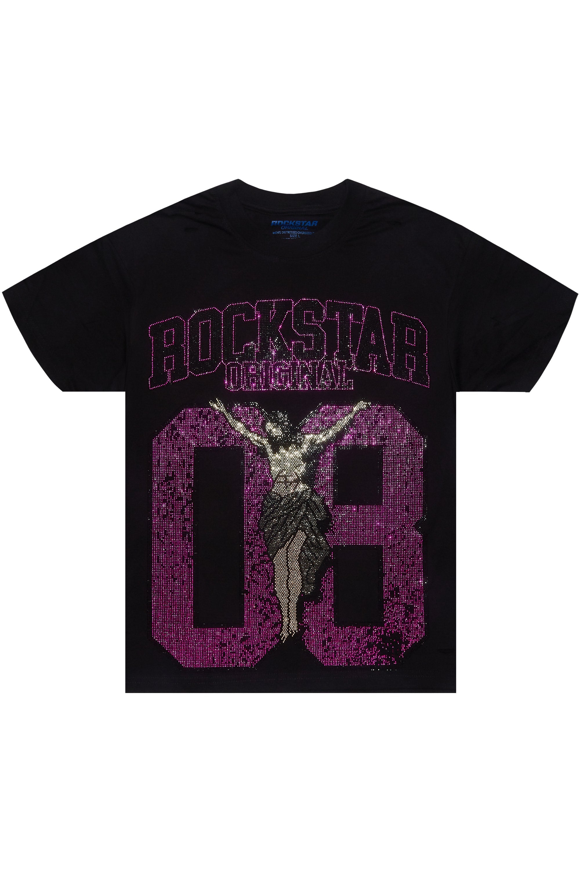 Cavan Black/Pink Rhinestone Graphic T-Shirt