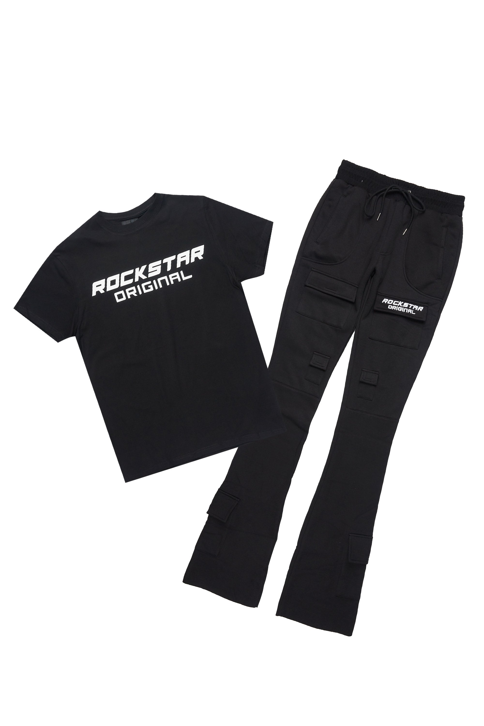 Connor Black T-Shirt/Stacked Flare Track Set