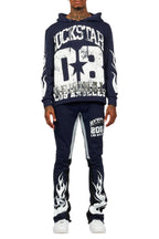 Damir Navy Hoodie/Stacked Flare Track Pant Set