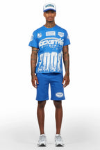 Amos Royal Blue/White T-Shirt Short Set