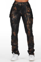 Nakedra Black Snakeskin Skinny Stacked PU Pant