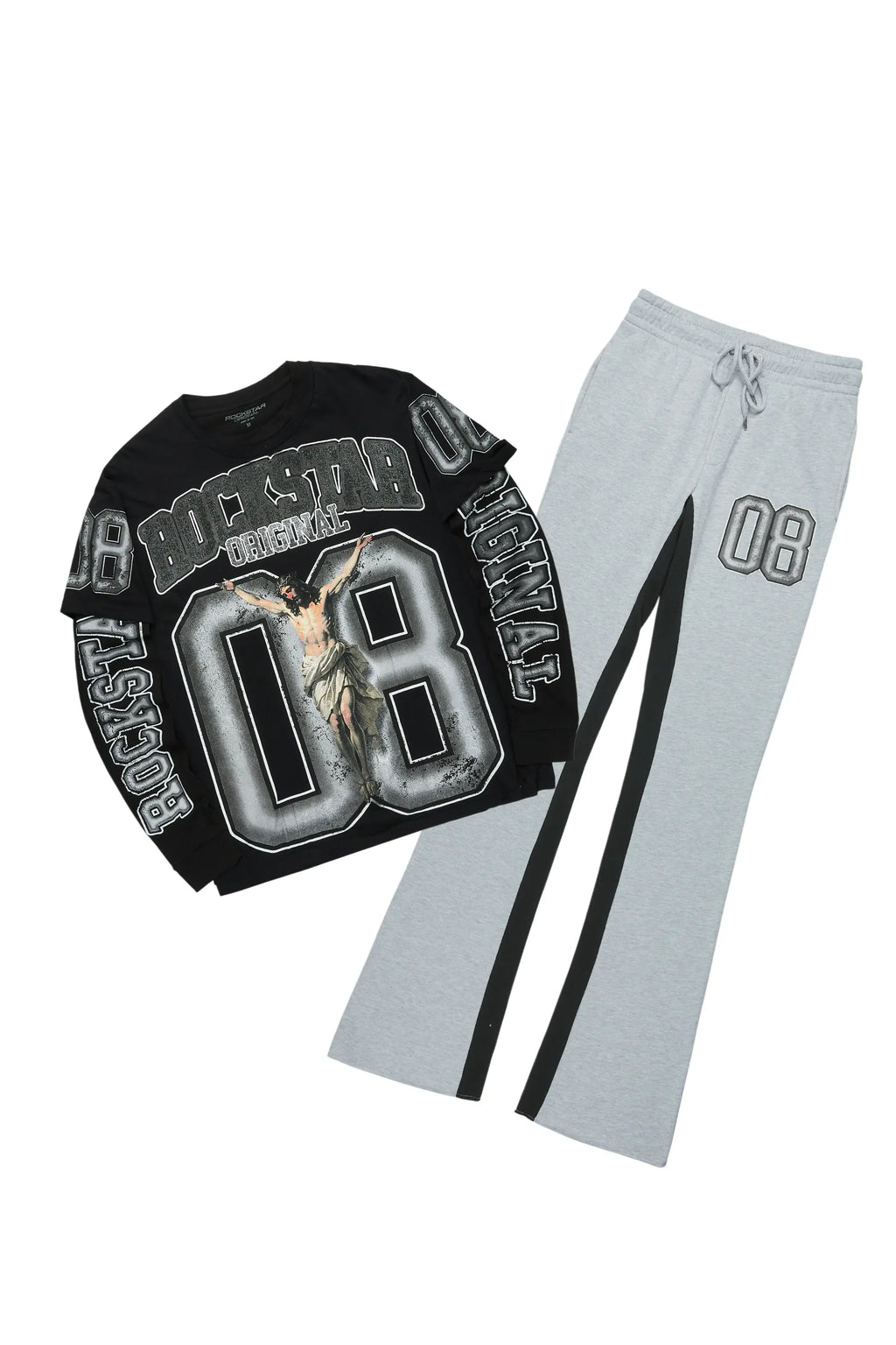 Fields Black/Grey Double Layer T-Shirt/Baggy Pant Set