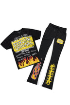 Beno Black T-Shirt/Baggy Stacked Pant Set