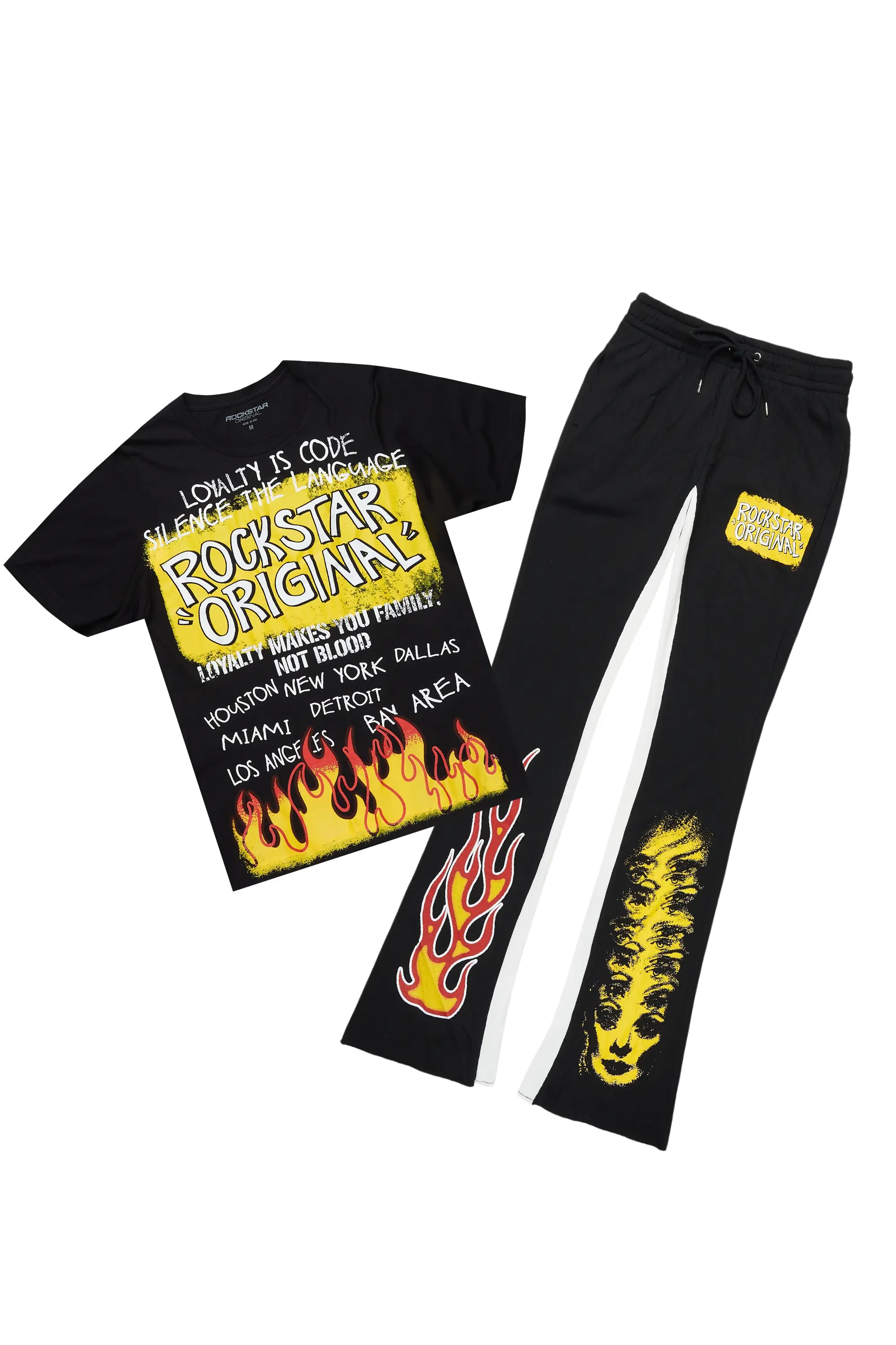 Beno Black T-Shirt/Baggy Stacked Pant Set