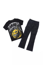 Boys Parsons Black/Yellow T-Shirt/Stacked Flare Jean Set