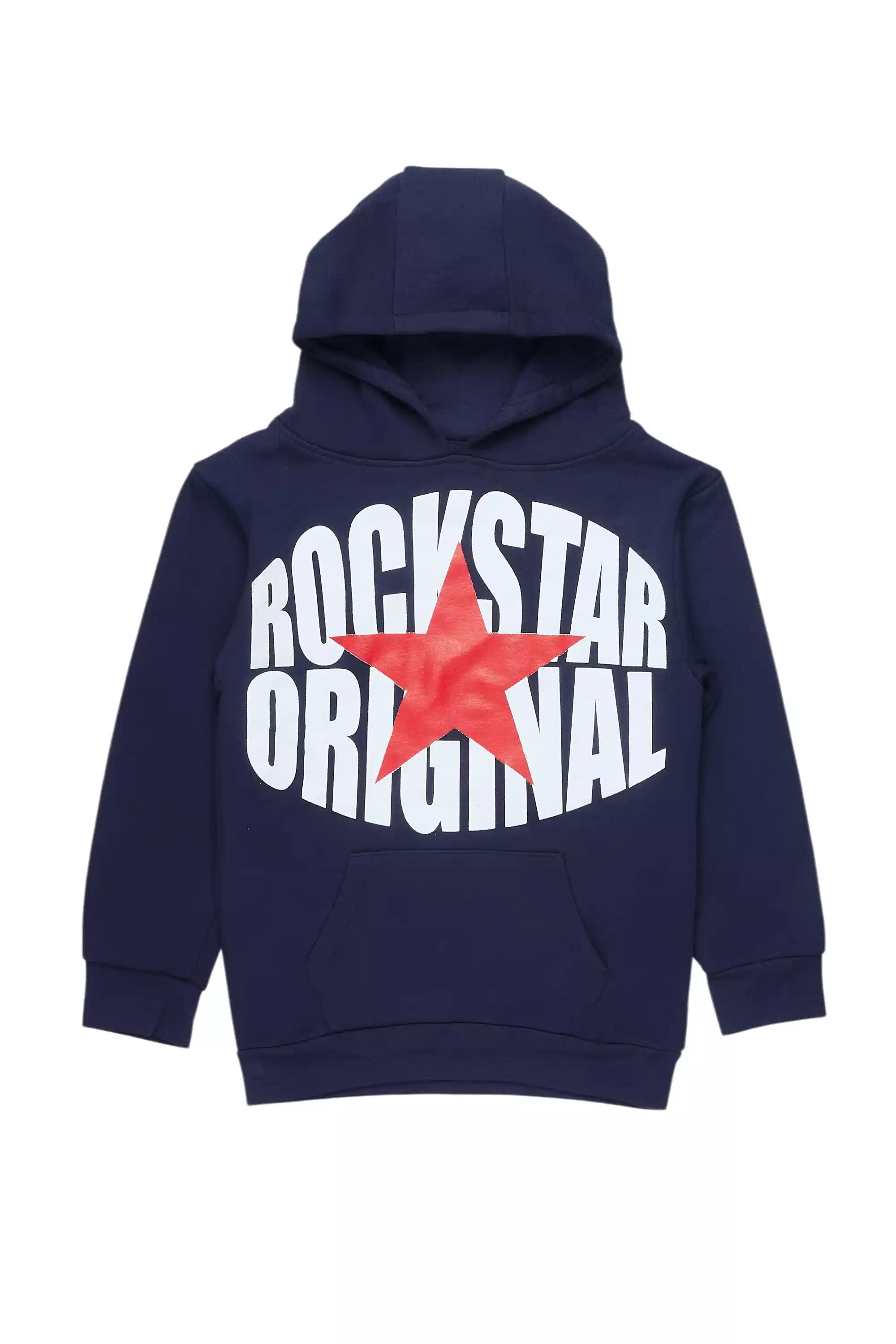 Boys Ezra Navy/Red Graphic Hoodie
