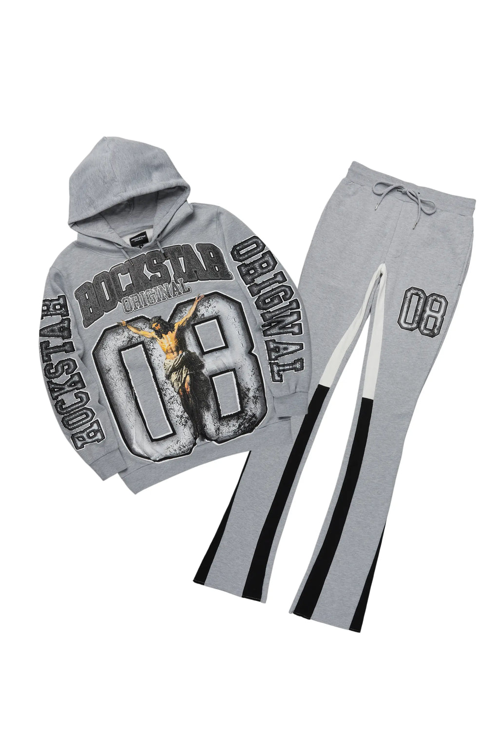 Fields Grey/White Stacked Flare Hoodie Track Set