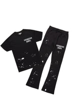 Raffer Black T-Shirt/Stacked Flare Pant Set