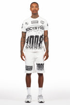 Amos White T-Shirt/Raw Edge Short Set
