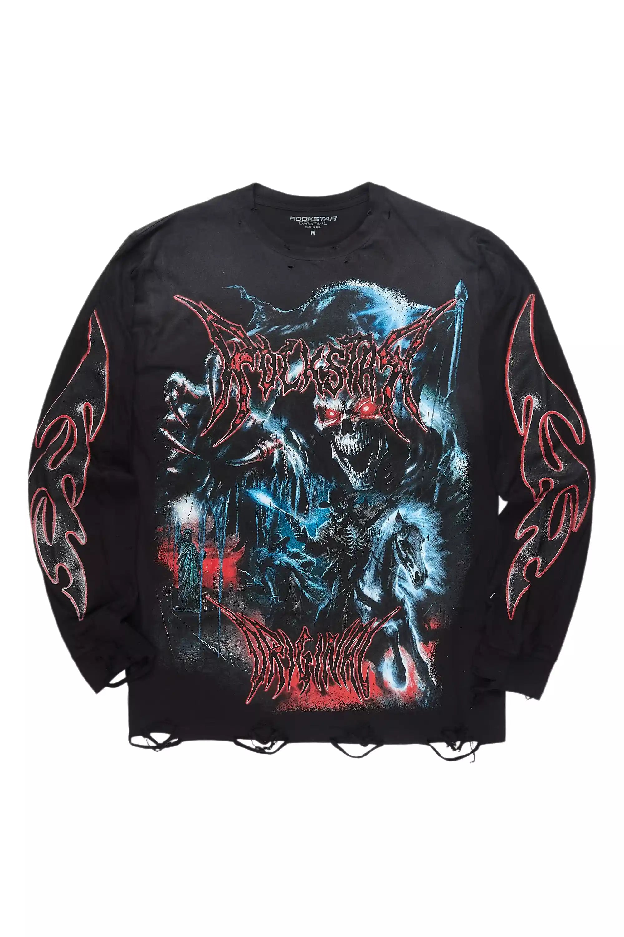 Rix Black/Red Long Sleeve Graphic T-Shirt