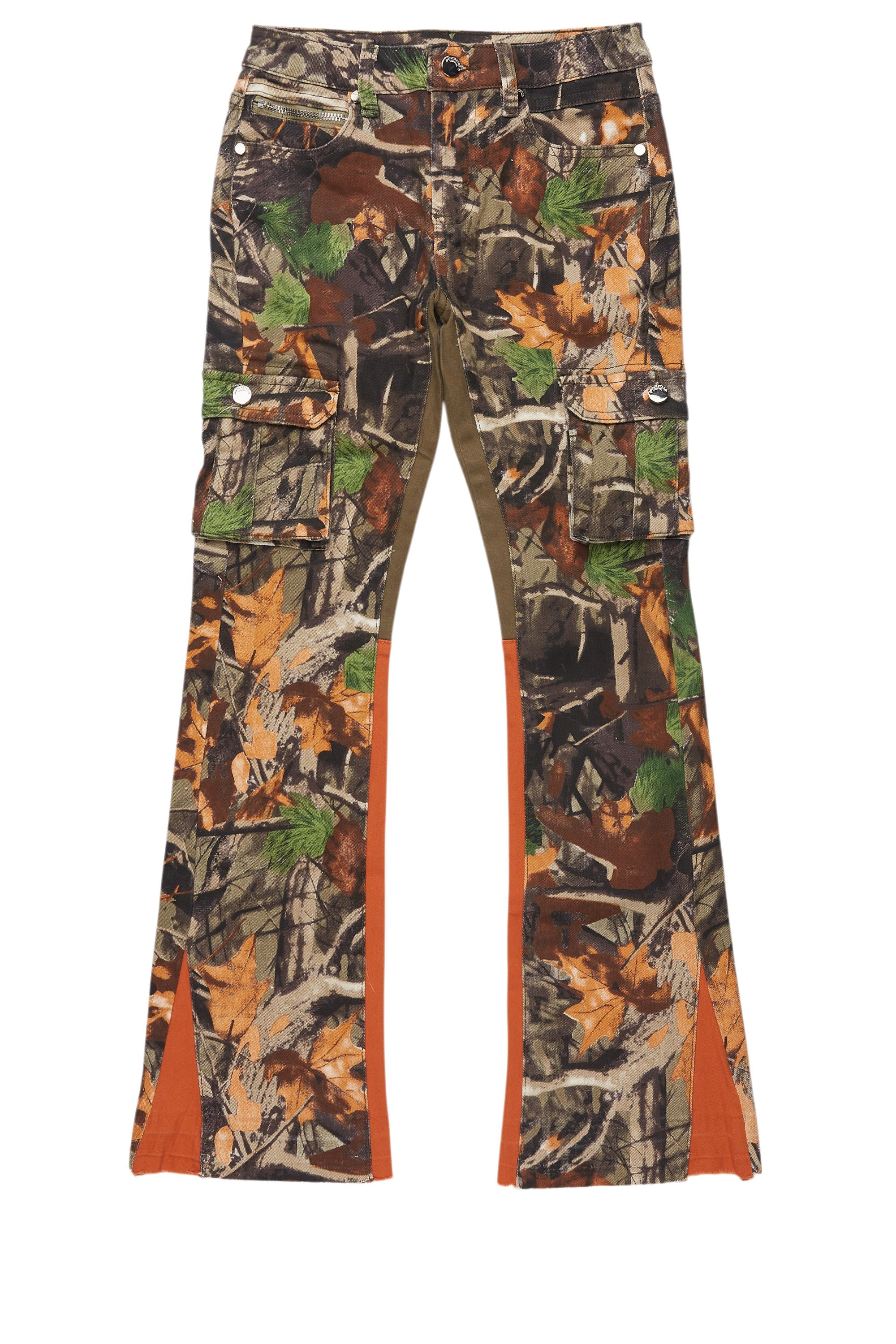 Boys Rolan Orange Tree Camo Stacked Flare Jean