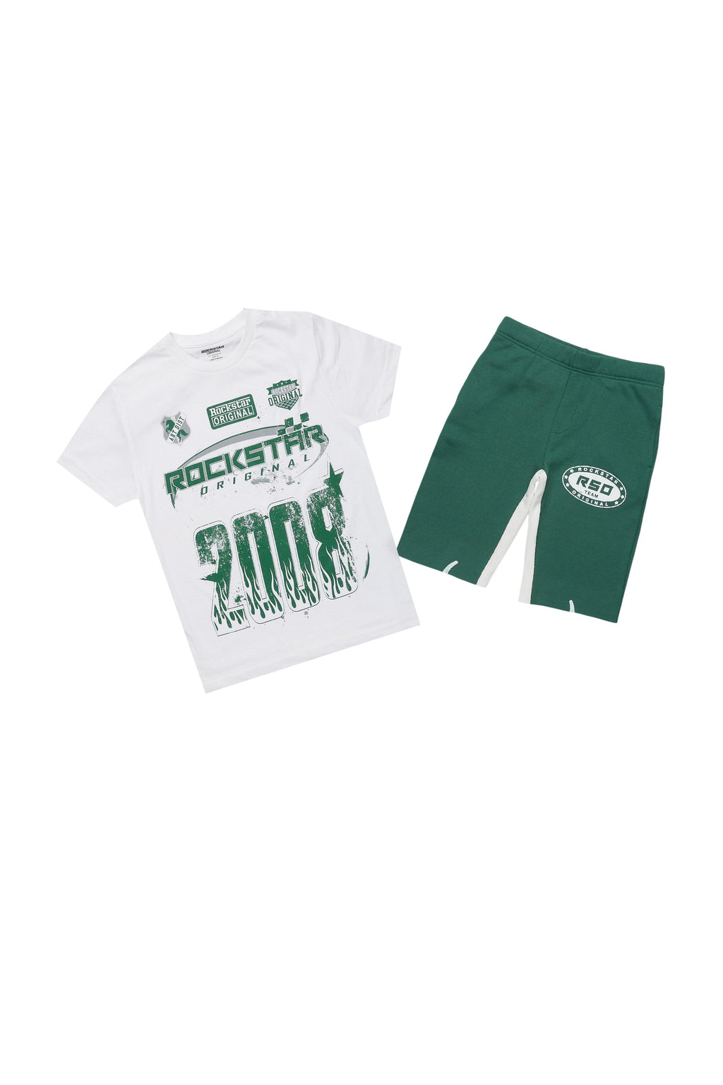 Boys Amos White/Green T-Shirt/Short Set
