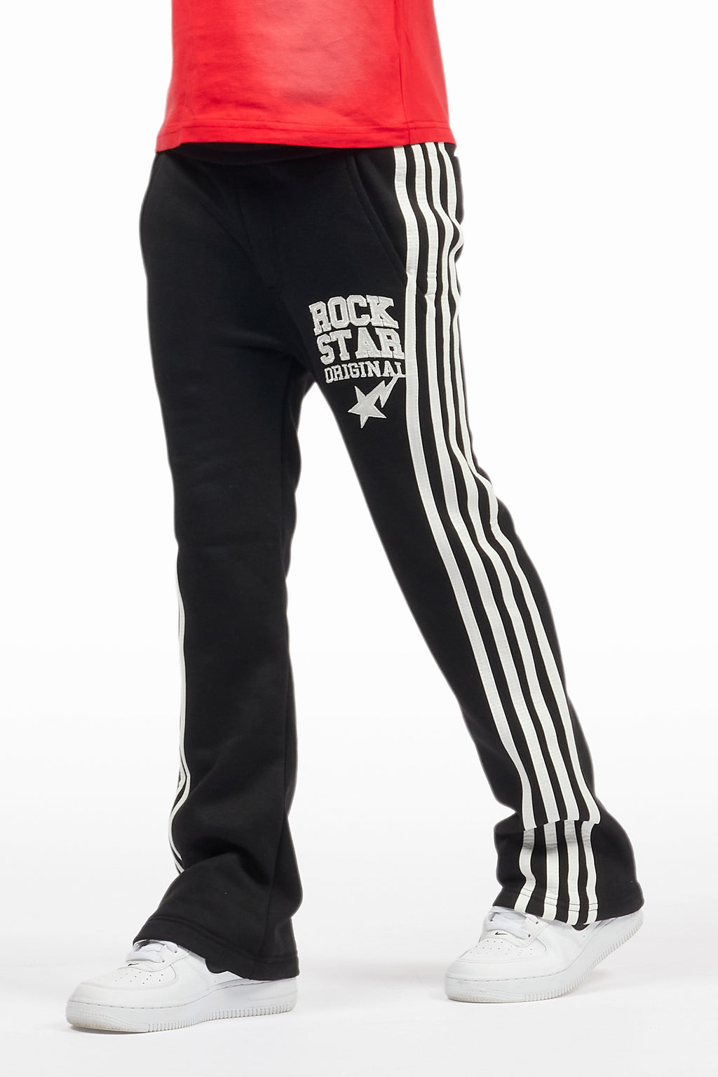 Boys Gerrit Black Stacked Baggy Track Pant