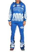 Amos Royal Blue Stacked Flare Hoodie Track Set