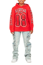 Boys Fields Red Mohair Hoodie/Baggy Cargo Jean Set