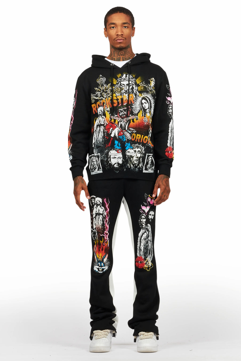 Santos Black Hoodie/Baggy Track Pant Set