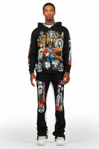 Santos Black Hoodie/Baggy Track Pant Set