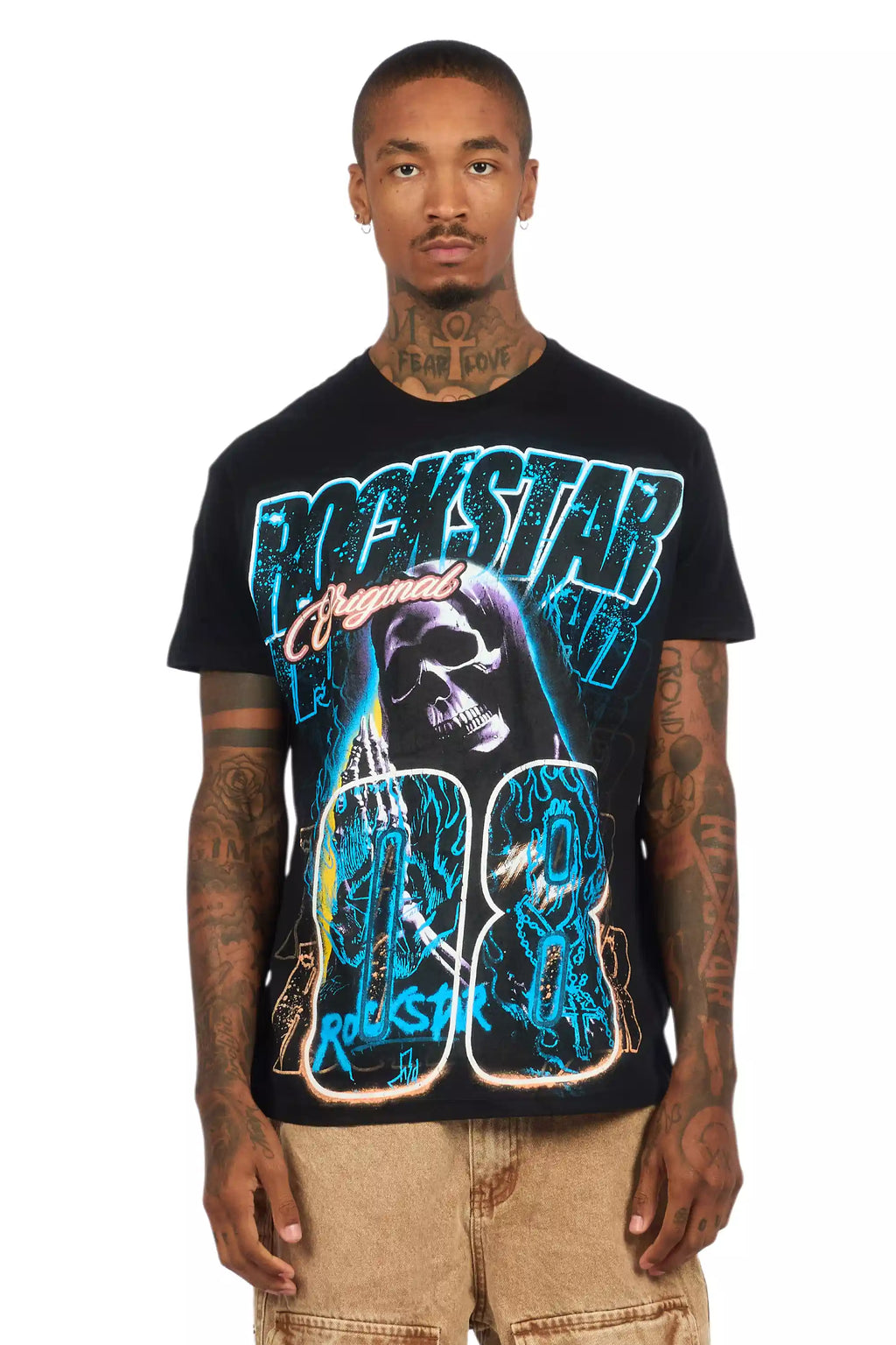 Kruz Black/Blue Oversized Graphic T-Shirt