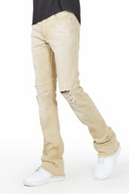 Loreto Khaki Stacked Flare Jean