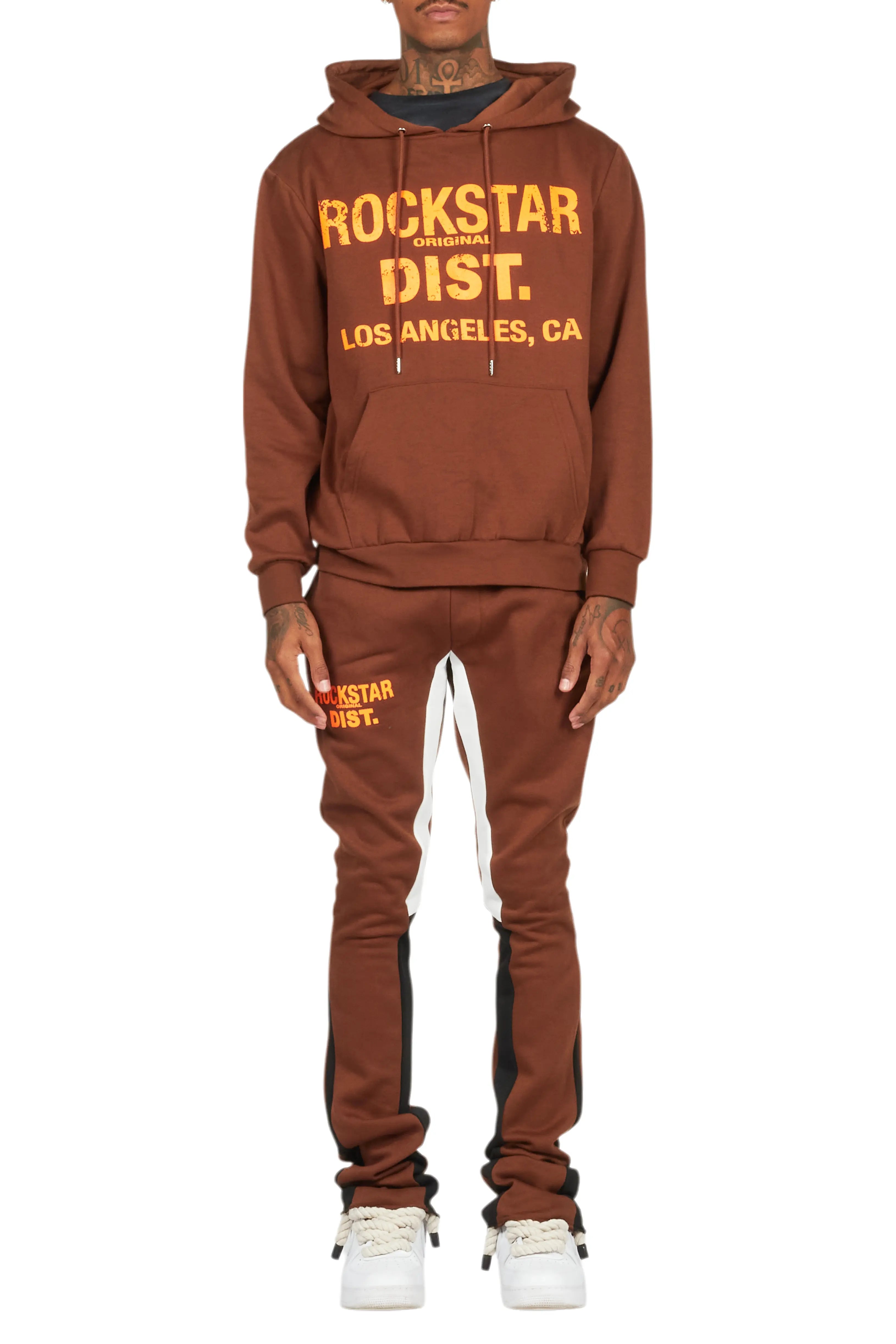 Lake Brown Hoodie/Stacked Flare Track Pant Set