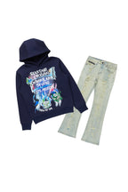 Boys Soweto Navy Hoodie/Stacked Flare Jean Set