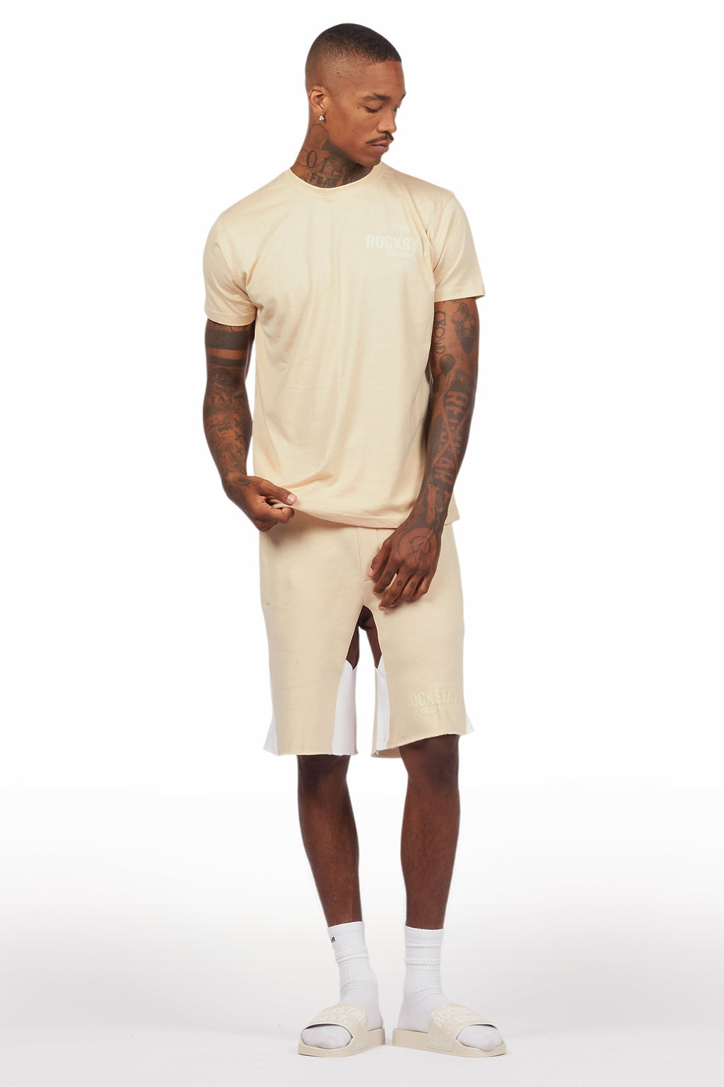 Sana Beige Relaxed T-Shirt/Short Set
