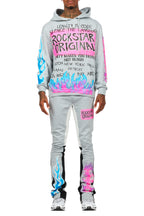 Beno Heather Grey Stacked Flare Hoodie Track Set