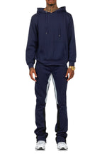 Basic Navy Hoodie/Stacked Flare Track Set