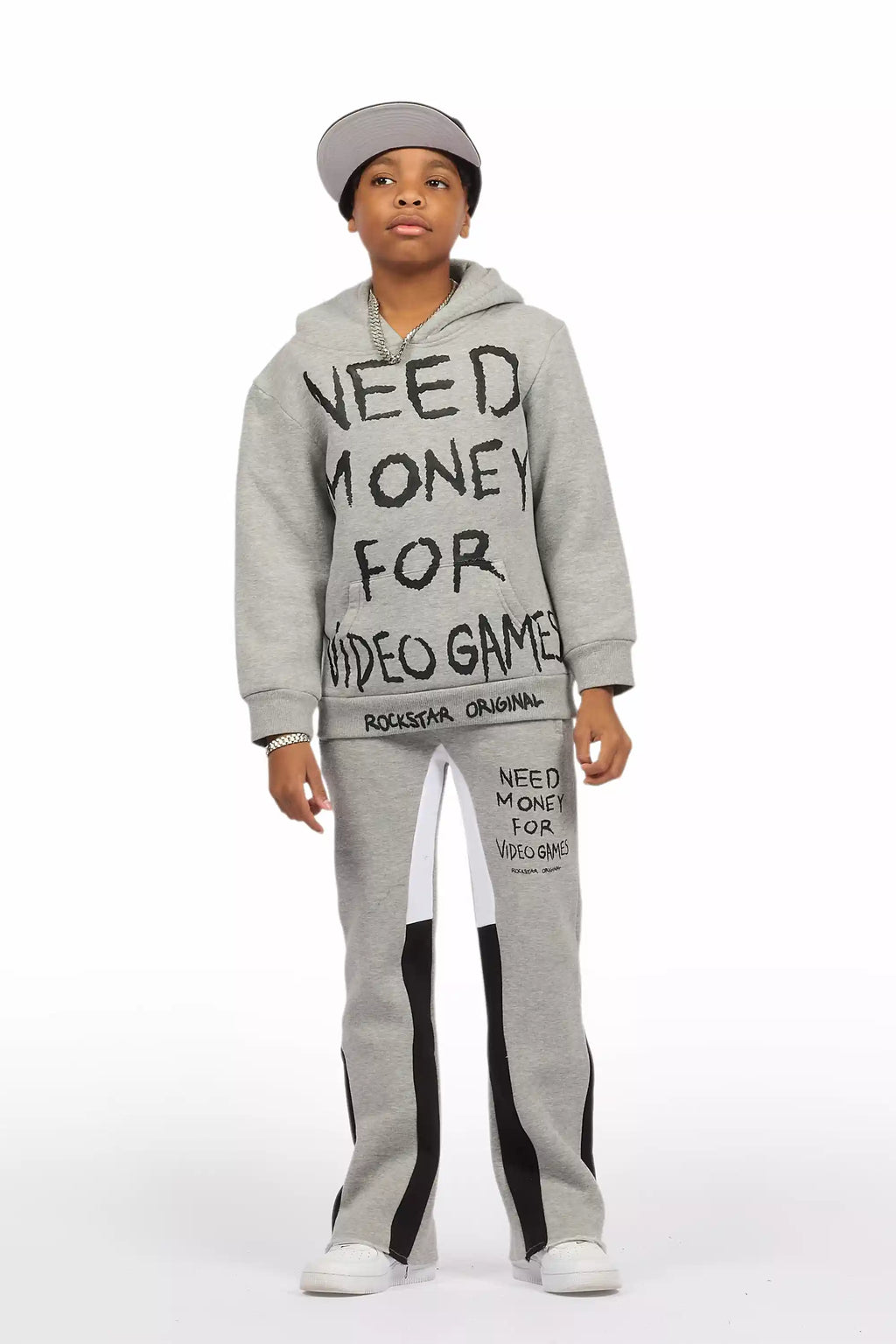 Boys M4 Video Games Grey/Black Stacked Flare Track Set