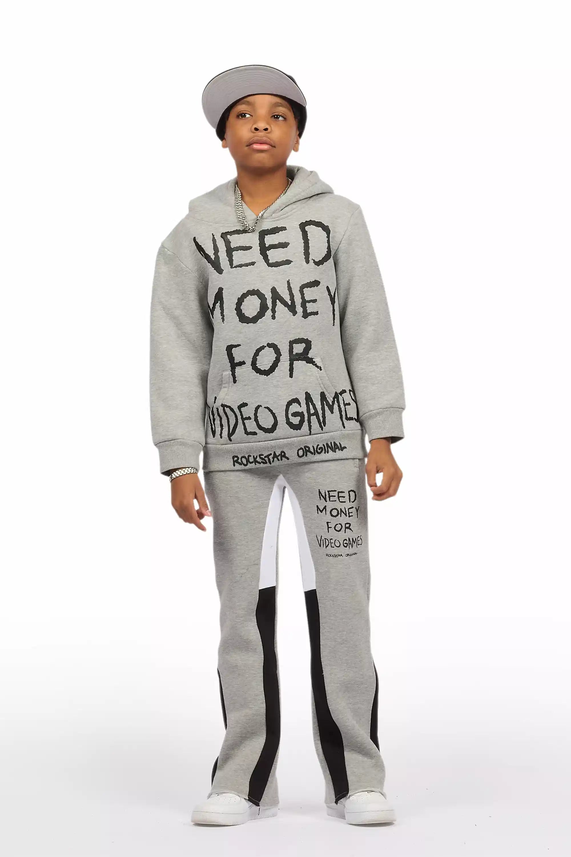 Boys M4 Video Games Grey/Black Stacked Flare Track Set